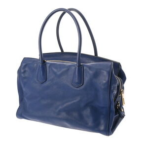 Prada Leather Dark Bag Handbag Blue Tote